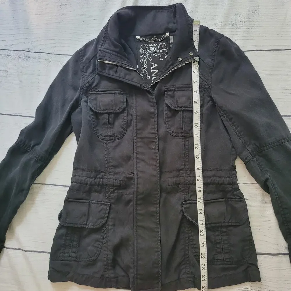 Anorak Size S Women's Surplus Utility Jacket Lightweight Black Zip Drawstring - Picture 4 of 10